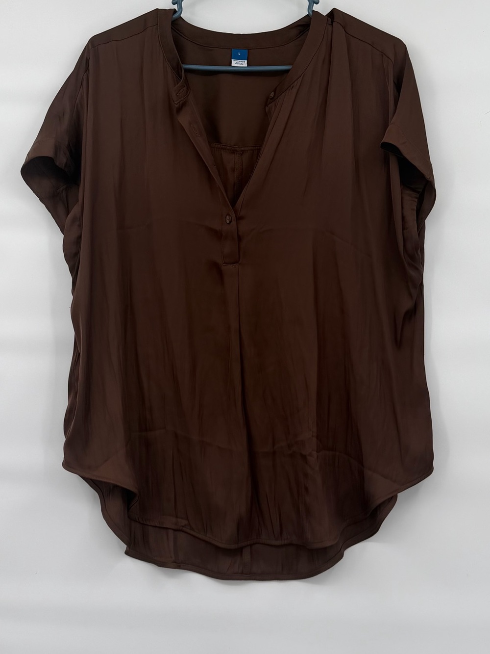 Old Navy brown satin flowy short sleeve blouse